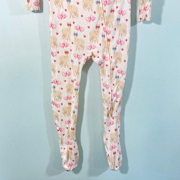 Free Birdees Llama & Hearts Full Zip Bamboo Footed Pajamas Size 18-24M - Picture 3 of 5